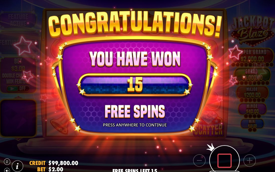 Retrigger scatters landing during the free spins